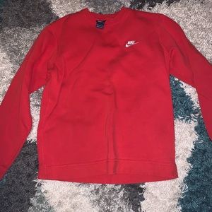 Red Nike crew neck hoodie
